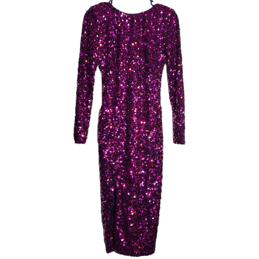 Dress the Population Natalie Side-Slit Bodycon Sequin Midi Dress